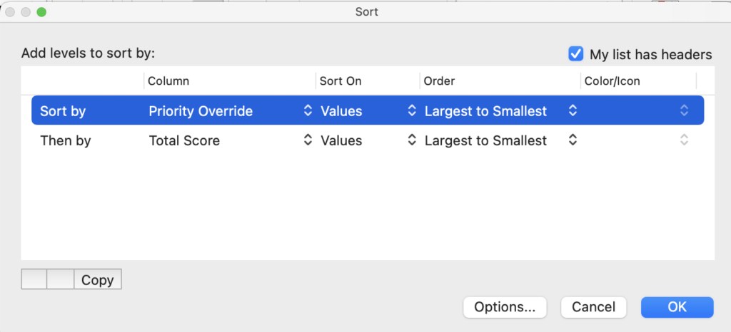 Sorting by weights